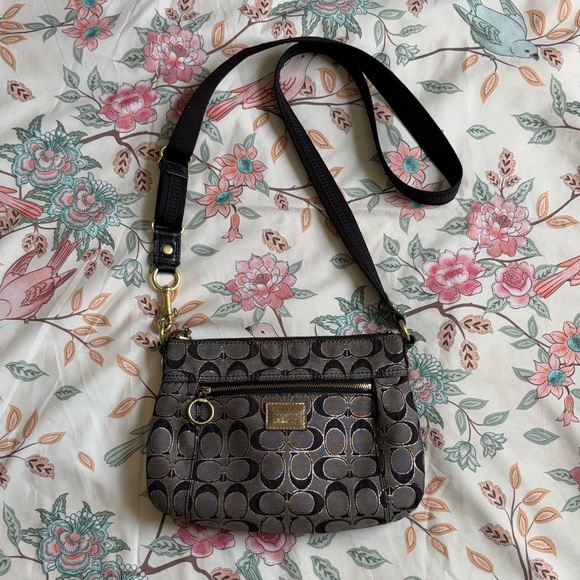 Handbags - Coach Poppy Black and Gold Crossbody